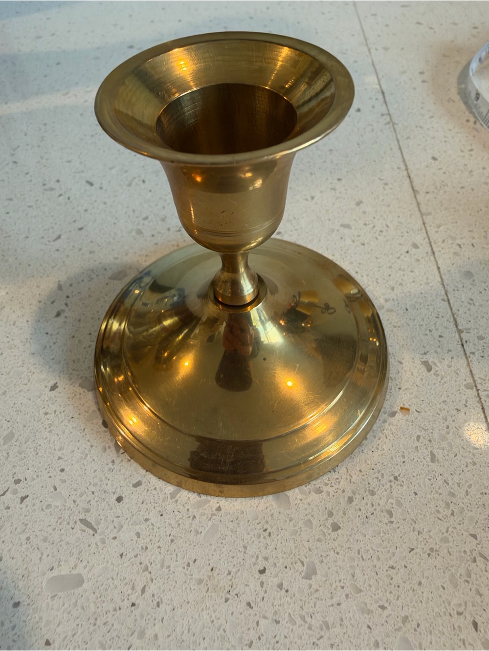 Brass Taper Candle Holders Set - Polished Gold Finish Made in India - Picture 2 of 5